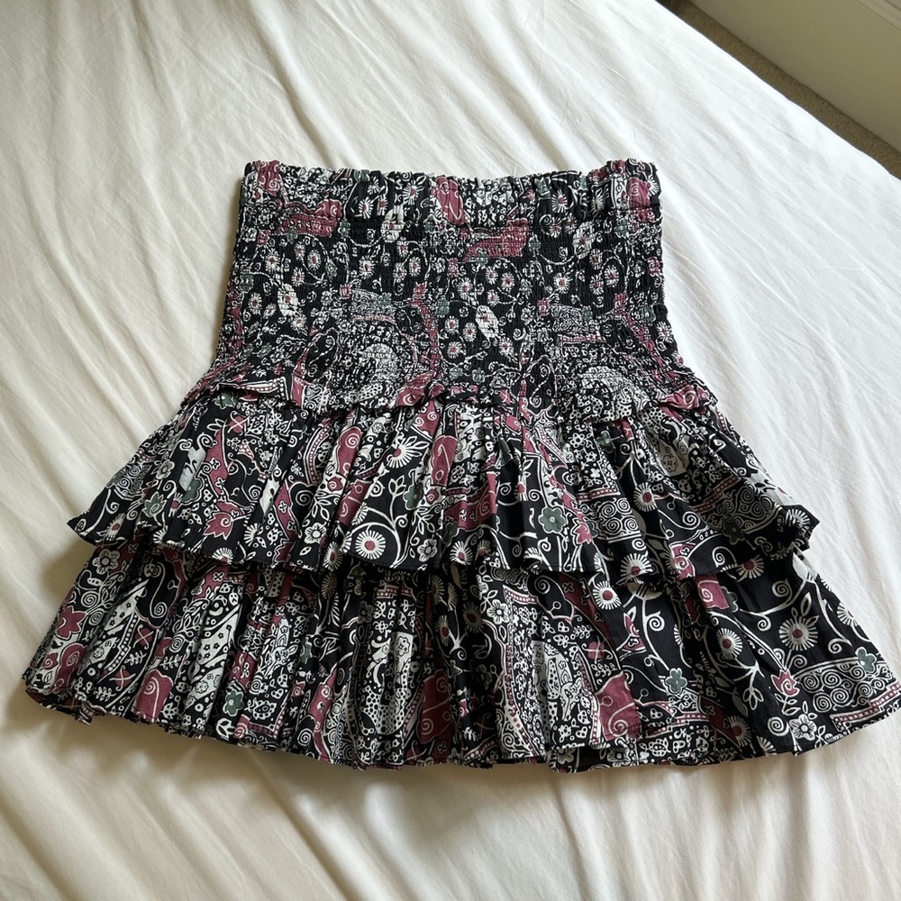 Isabel Marant Etoile Smocked Tiered Floral Paisley Mini Skirt Size FR 38